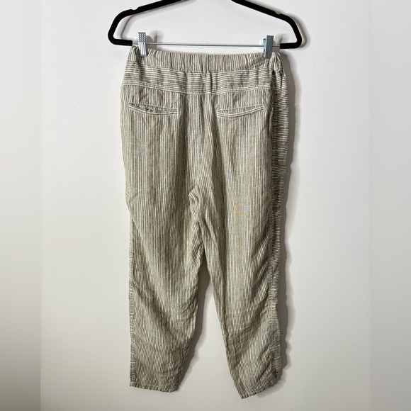 Anthropologie Green Striped Linen Pants Beach Coastal - Picture 4 of 5